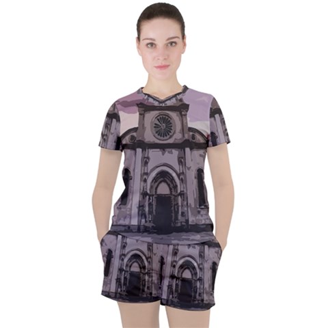 Cathedral Women s Tee And Shorts Set by snowwhitegirl