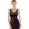 Red Water Color Rose On Black Tank Top View1