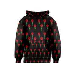 Red Water Color Rose On Black Kids  Pullover Hoodie by snowwhitegirl