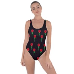 Red Water Color Rose On Black Bring Sexy Back Swimsuit by snowwhitegirl