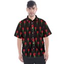 Red Water Color Rose On Black Men s Short Sleeve Shirt View1