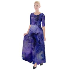 Blue Purple Ink                          Half Sleeves Maxi Dress