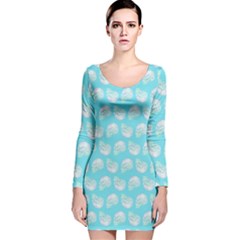 Glitched Candy Skulls Long Sleeve Velvet Bodycon Dress