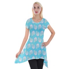 Glitched Candy Skulls Short Sleeve Side Drop Tunic