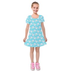 Glitched Candy Skulls Kids  Short Sleeve Velvet Dress