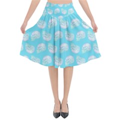 Glitched Candy Skulls Flared Midi Skirt by VeataAtticus