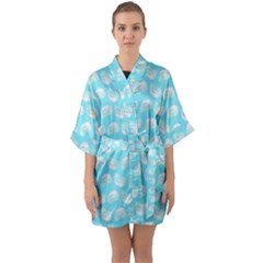 Glitched Candy Skulls Quarter Sleeve Kimono Robe