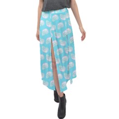 Glitched Candy Skulls Velour Split Maxi Skirt by VeataAtticus