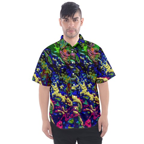 3d Colorful Texture 2                     Men s Short Sleeve Shirt by LalyLauraFLM