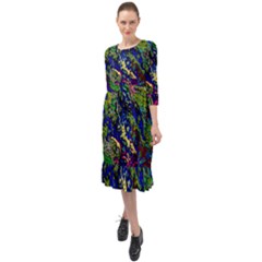 3d Colorful Texture 2                          Ruffle End Midi Chiffon Dress