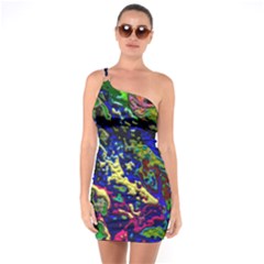 3d Colorful Texture 2                    One Shoulder Ring Trim Bodycon Dress