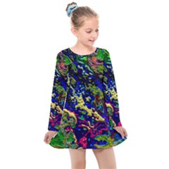 3d Colorful Texture 2                      Kids  Long Sleeve Dress by LalyLauraFLM