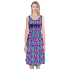 Happy Days Of Free  Polka Dots Decorative Midi Sleeveless Dress by pepitasart