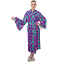 Happy Days Of Free  Polka Dots Decorative Maxi Tie Front Velour Kimono by pepitasart