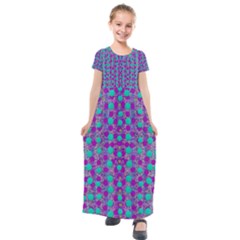 Happy Days Of Free  Polka Dots Decorative Kids  Short Sleeve Maxi Dress by pepitasart