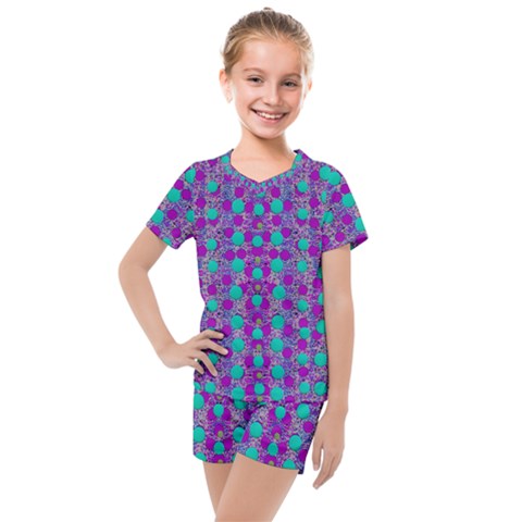 Happy Days Of Free  Polka Dots Decorative Kids  Mesh Tee And Shorts Set by pepitasart