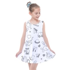 Children Drawings Baby Fish Cat Kids  Summer Dress