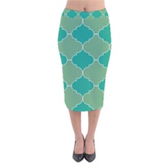 Tiles Arabesque Ottoman Bath Velvet Midi Pencil Skirt by Wegoenart