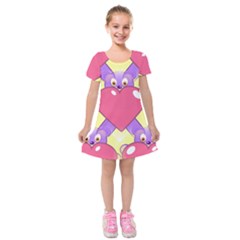 Seamless Repeating Tiling Tileable Kids  Short Sleeve Velvet Dress