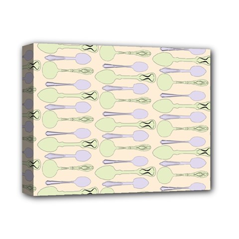 Spoon Pattern Illustrator Green Deluxe Canvas 14  X 11  (stretched) by Wegoenart