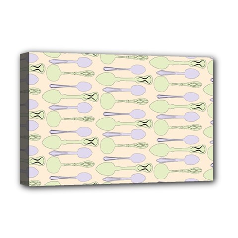 Spoon Pattern Illustrator Green Deluxe Canvas 18  X 12  (stretched) by Wegoenart