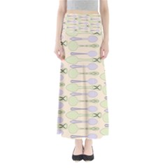 Spoon Pattern Illustrator Green Full Length Maxi Skirt by Wegoenart