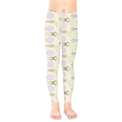 Spoon Pattern Illustrator Green Kids  Legging by Wegoenart