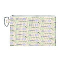 Spoon Pattern Illustrator Green Canvas Cosmetic Bag (large) by Wegoenart