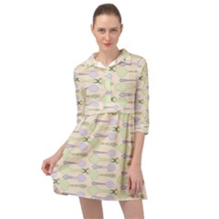 Spoon Pattern Illustrator Green Mini Skater Shirt Dress