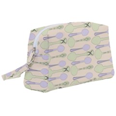 Spoon Pattern Illustrator Green Wristlet Pouch Bag (large) by Wegoenart