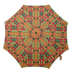 Pattern Orange Green African Hook Handle Umbrellas (medium) by Wegoenart