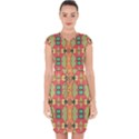 Pattern Orange Green African Capsleeve Drawstring Dress  View1