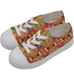 Pattern Orange Green African Kids  Low Top Canvas Sneakers by Wegoenart