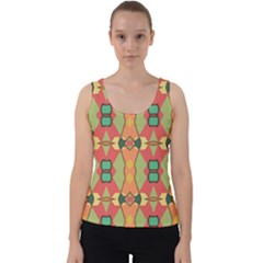 Pattern Orange Green African Velvet Tank Top by Wegoenart