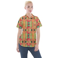 Pattern Orange Green African Women s Short Sleeve Pocket Shirt