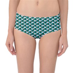 Pattern Green Blue Grey Hues Mid-waist Bikini Bottoms by Wegoenart