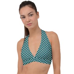 Pattern Green Blue Grey Hues Halter Plunge Bikini Top by Wegoenart