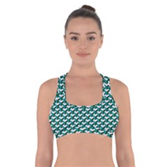 Pattern Green Blue Grey Hues Cross Back Sports Bra by Wegoenart