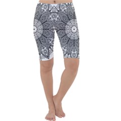 Mandala Meditation Zen Flower Yoga Cropped Leggings  by Wegoenart