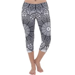 Mandala Meditation Zen Flower Yoga Capri Yoga Leggings by Wegoenart