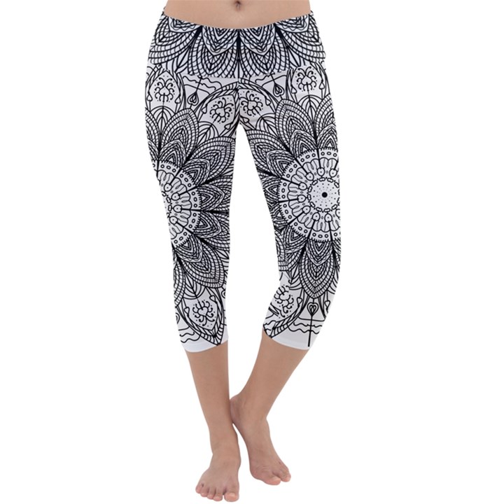 Mandala Meditation Zen Flower Yoga Capri Yoga Leggings