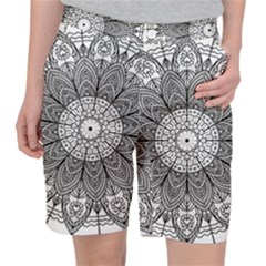 Mandala Meditation Zen Flower Yoga Pocket Shorts by Wegoenart