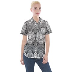 Mandala Meditation Zen Flower Yoga Women s Short Sleeve Pocket Shirt