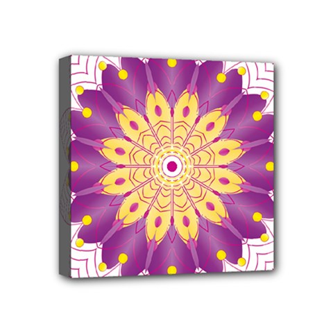 Mandala Stained Flower Drawing Mini Canvas 4  X 4  (stretched) by Wegoenart