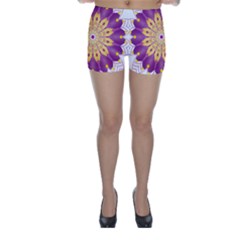 Mandala Stained Flower Drawing Skinny Shorts by Wegoenart