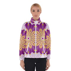 Mandala Stained Flower Drawing Winter Jacket by Wegoenart