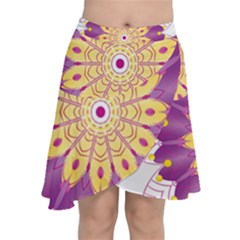 Mandala Stained Flower Drawing Chiffon Wrap Front Skirt by Wegoenart