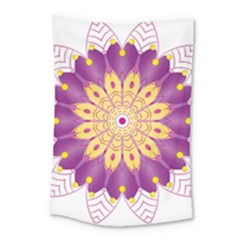 Mandala Stained Flower Drawing Small Tapestry by Wegoenart