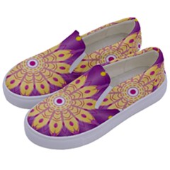 Mandala Stained Flower Drawing Kids  Canvas Slip Ons by Wegoenart