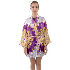 Mandala Stained Flower Drawing Long Sleeve Kimono Robe by Wegoenart